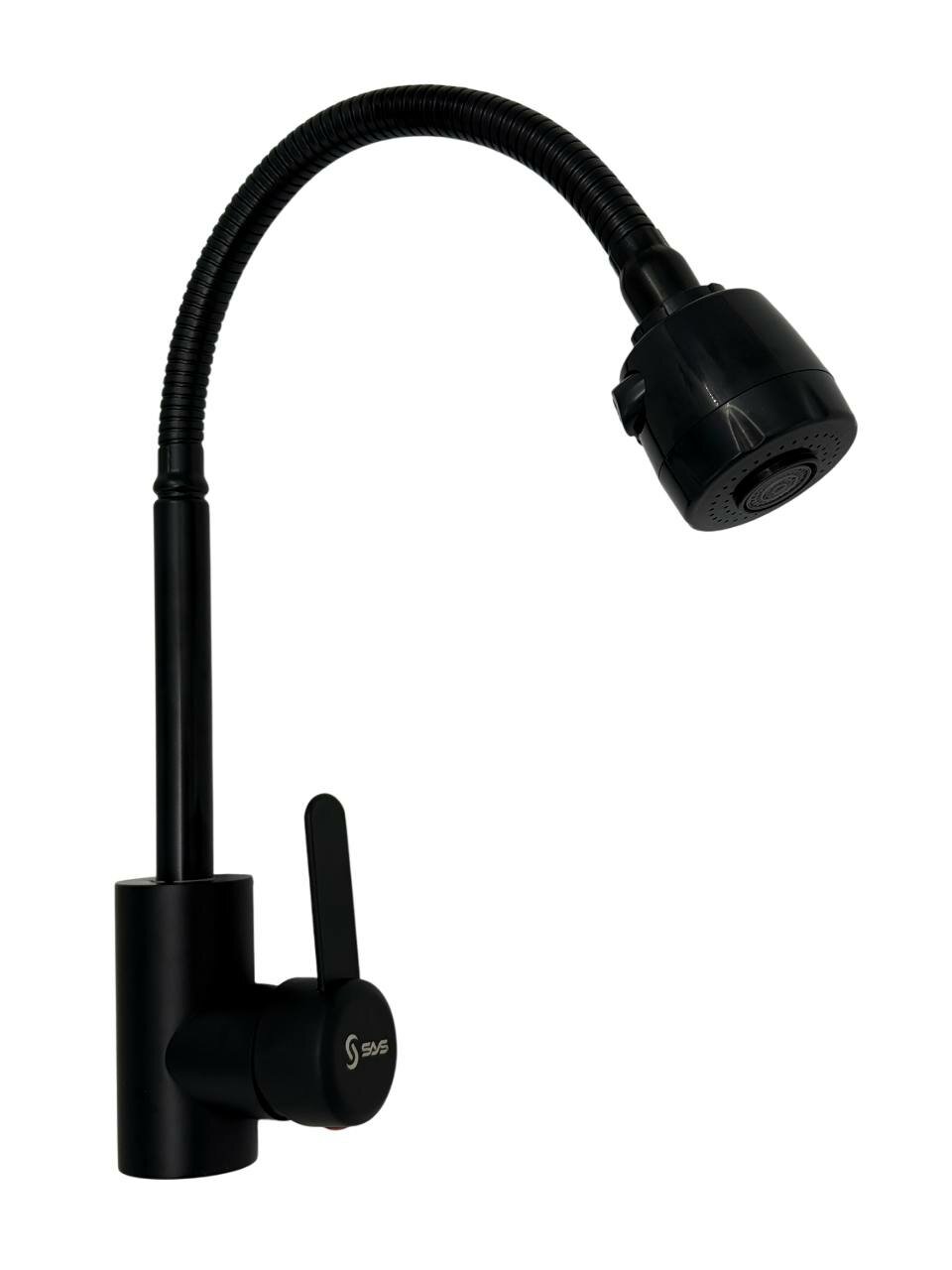 Смеситель SAS-7574-35 Чёрный STANDARD, для раковины, гибкий излив, хром