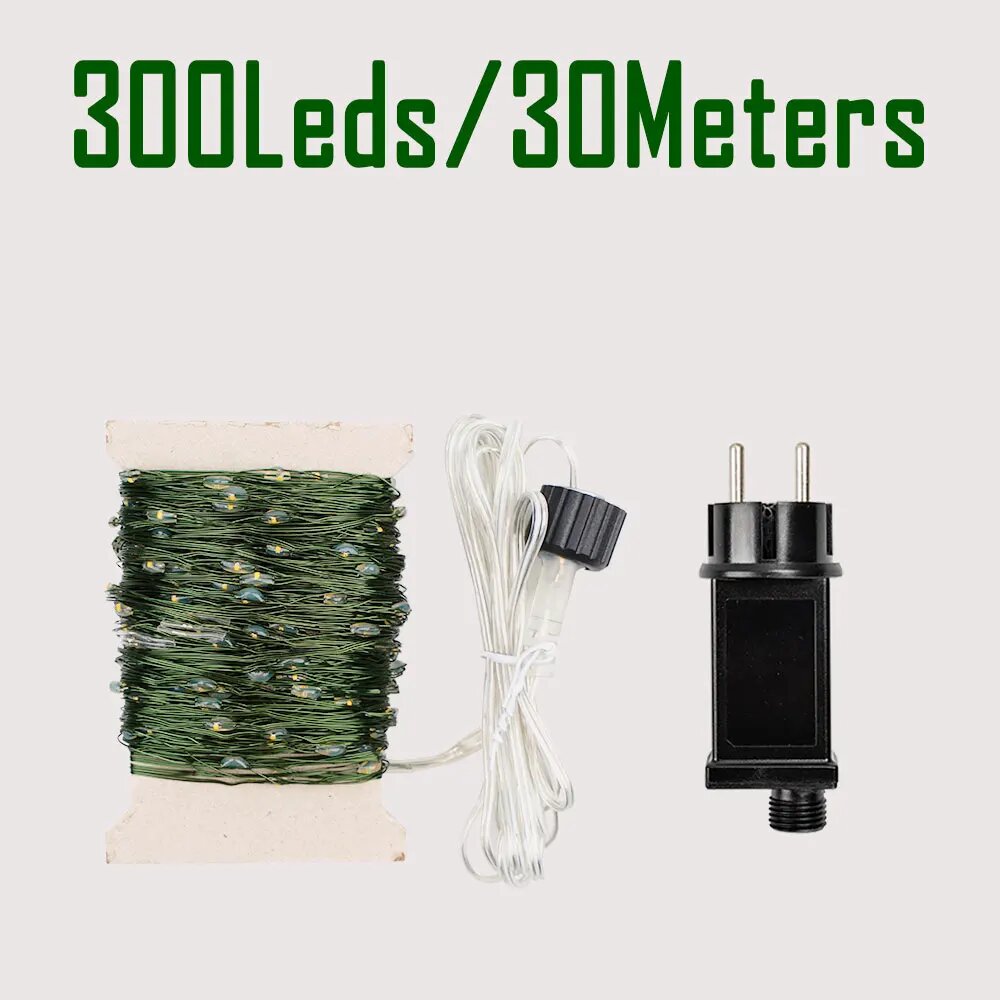 Светодиодные гирлянды IWP теплый белый/многоцветный 10-50 метров Multi-Color 30M 300LEDs