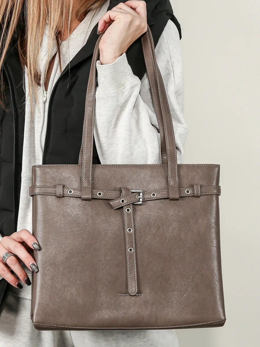 Сумка тоут DAVID JONES, серо-коричневый — фото 1
