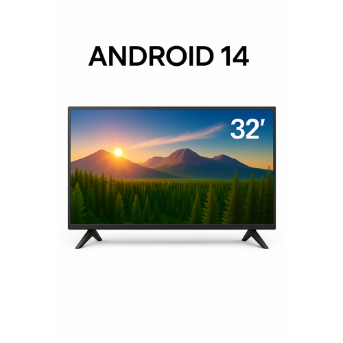 Телевизор SMART TV диагональ 32 разрешение HD Android 14 пульт ДУ 16000₽