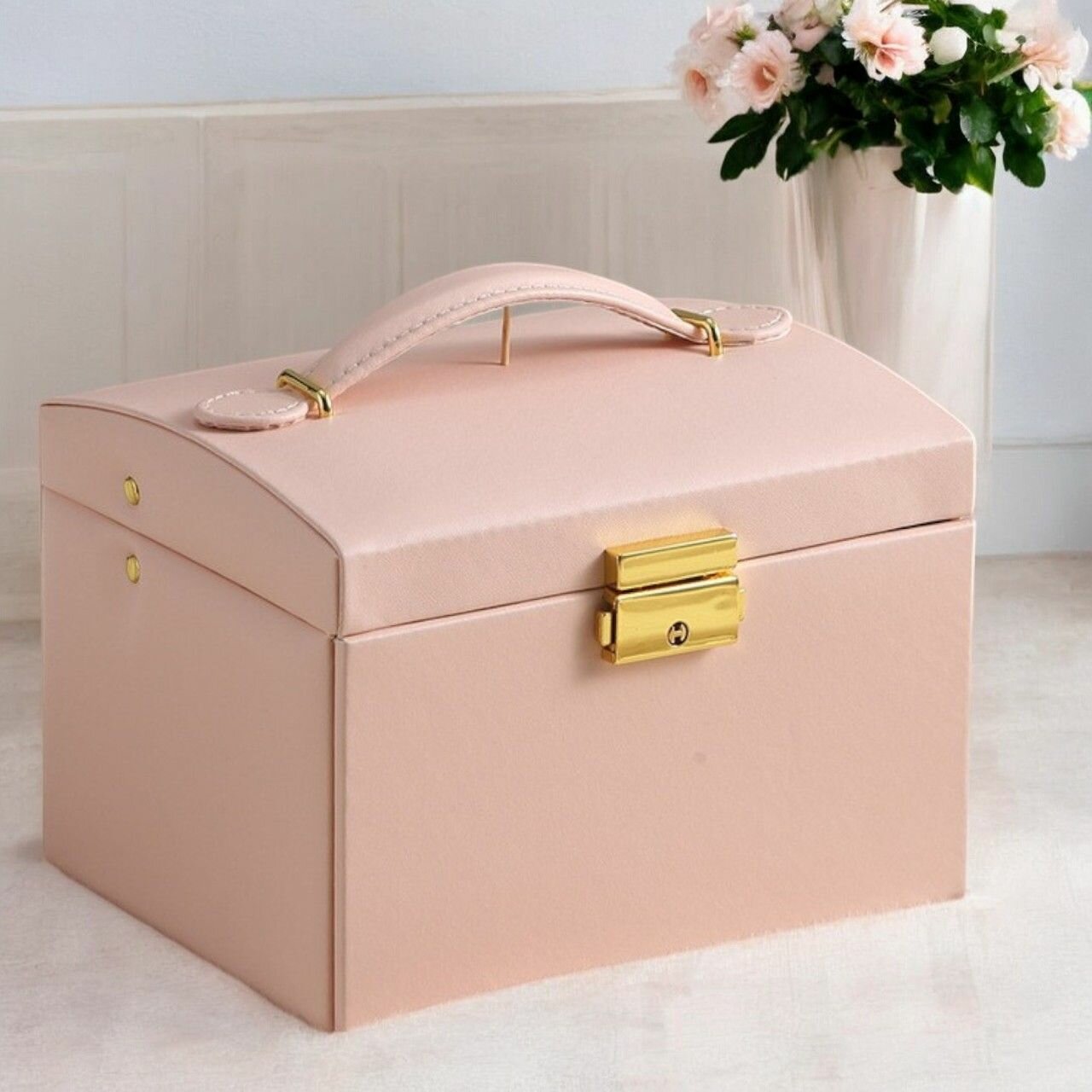 Шкатулка для хранения украшений Агата, пудровый, органайзер для украшений — фото 1