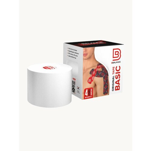 BBalance BASIC, кинезио тейп для тела. Уровень фиксации 4. Размер 5см*5м, цвет белый