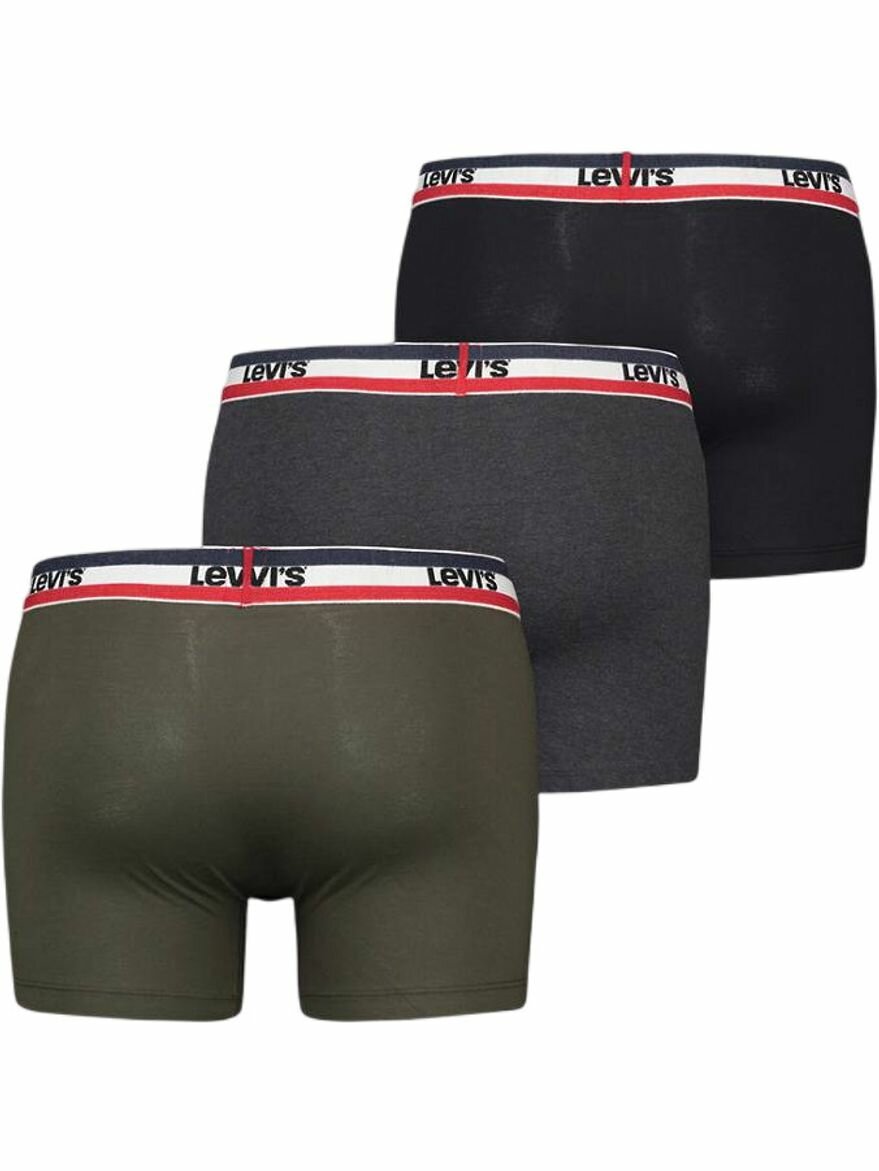Трусы Levi's Logo Boxer Briefs 3P, комплект из 3 шт., размер S, зеленый, черный, серый — фото 1