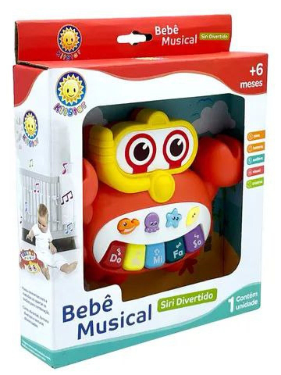 Музыкальная игрушка для детей пианино краб с нотами — фото 1