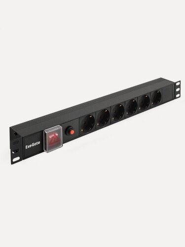Изображение товара Блок розеток Exegate ServerPro PDU-19H605 Al-6S-C14-SW-O , черный