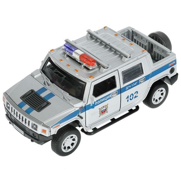 Технопарк Машина Hummer H2 Pickup Полиция 12 см свет, звук, металл HUM2PICKUP-12SLPOL-SR с 3 лет