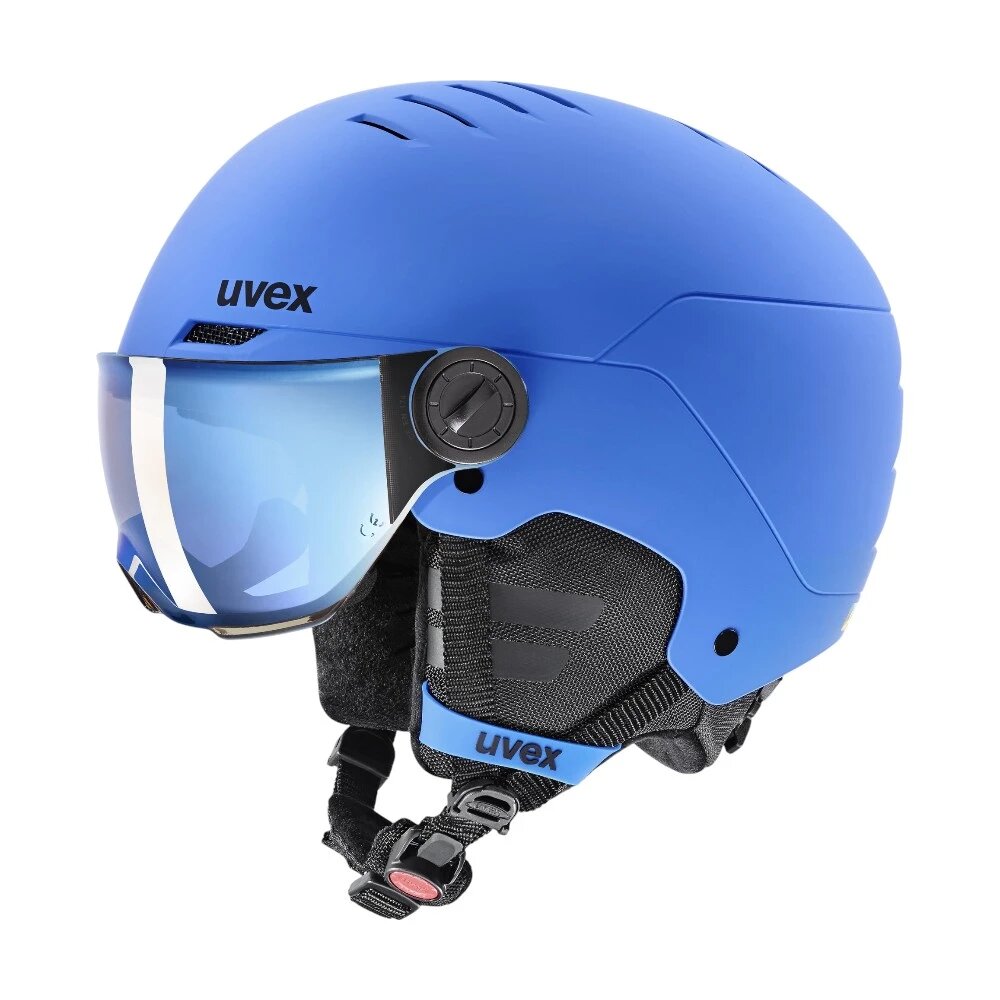 Шлем горнолыжный UVEX Uvex rocket jr visor blue matt 51-55