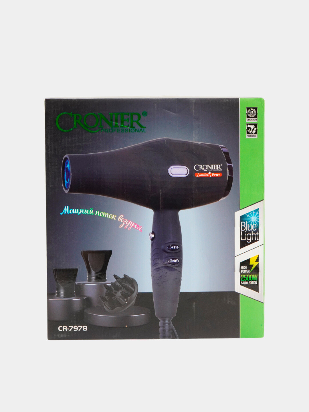 Профессиональный фен CR-7978 2500 Вт с синей подсветкой от Cronier Limited pro