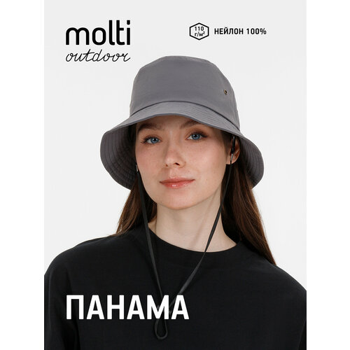 фото Панама molti базовая коллекция для мужчин и женщин, размер 58-60, серый