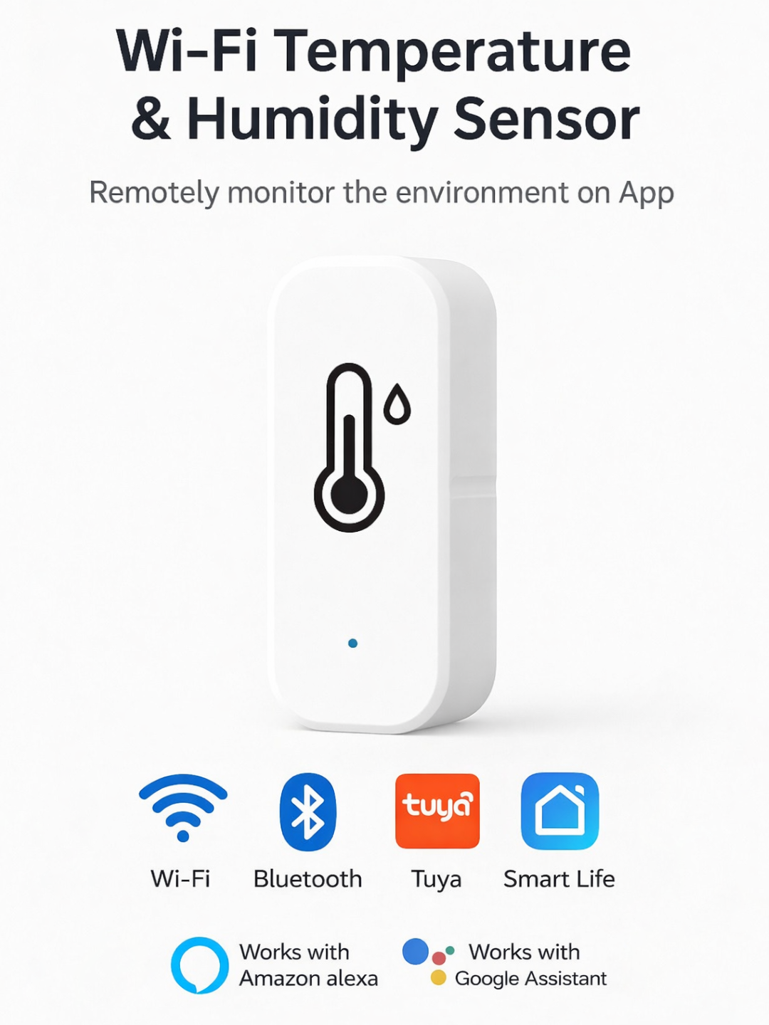 Датчик температуры и влажности "Wi-Fi" Tuya/Smart Life, комнатный, голосовое управление