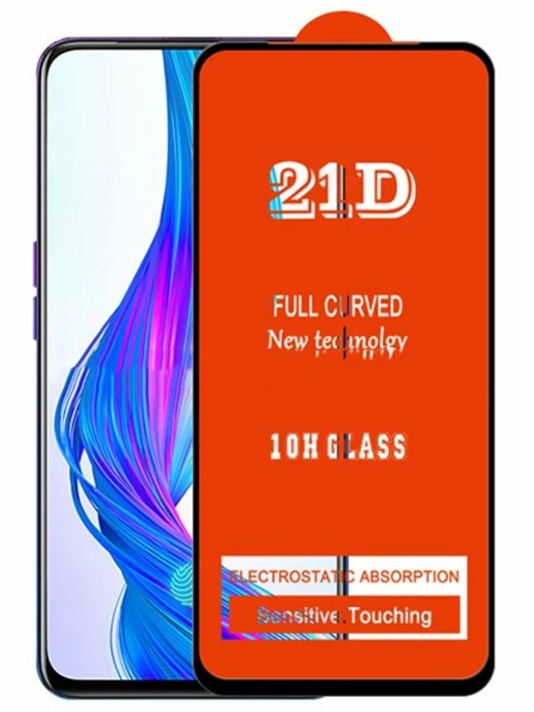 Защитное стекло 21D для Xiaomi Redmi Note 9/Note 9S, прозрачное, с рамкой, белое — фото 1