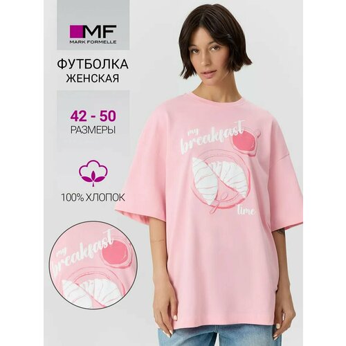 фото Футболка mark formelle оверсайз, 1 шт., размер 164/170-88-94, розовый