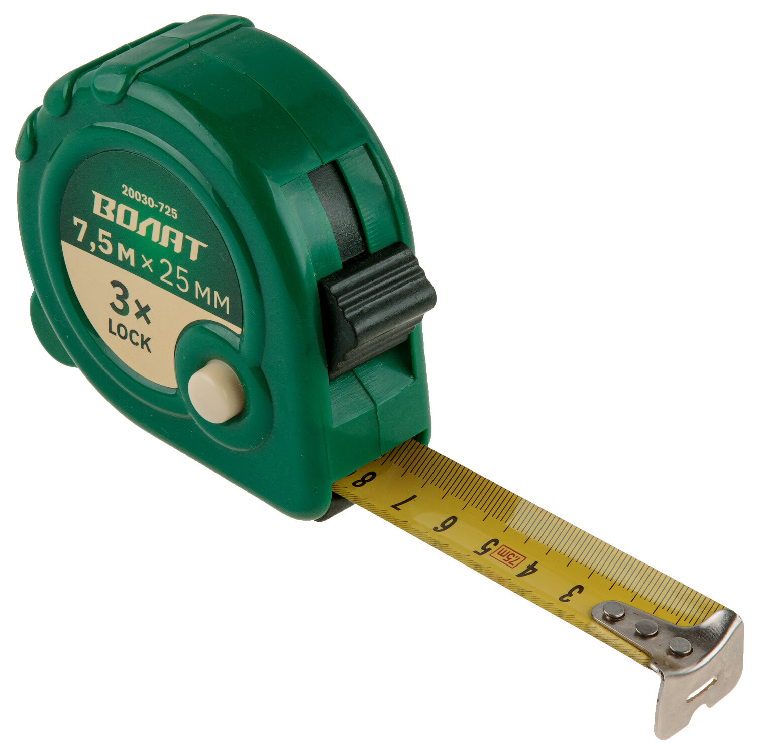 Рулетка измерительная волат 20030-725, 7,5 м, 25 мм, 3 механизма фиксации, корпус ABS-пластик