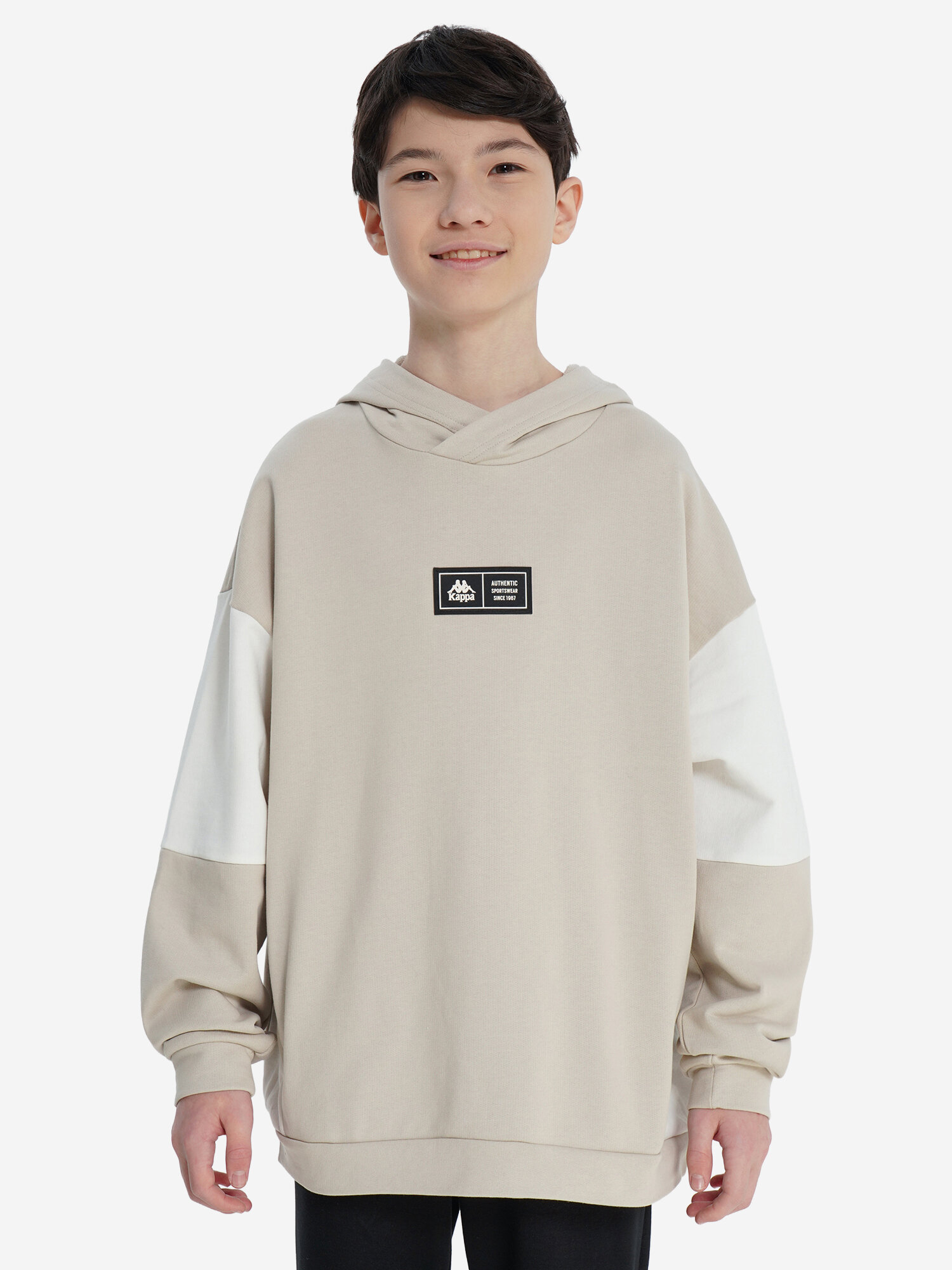 Худи Kappa, размер 158-164, бежевый/белый — фото 1