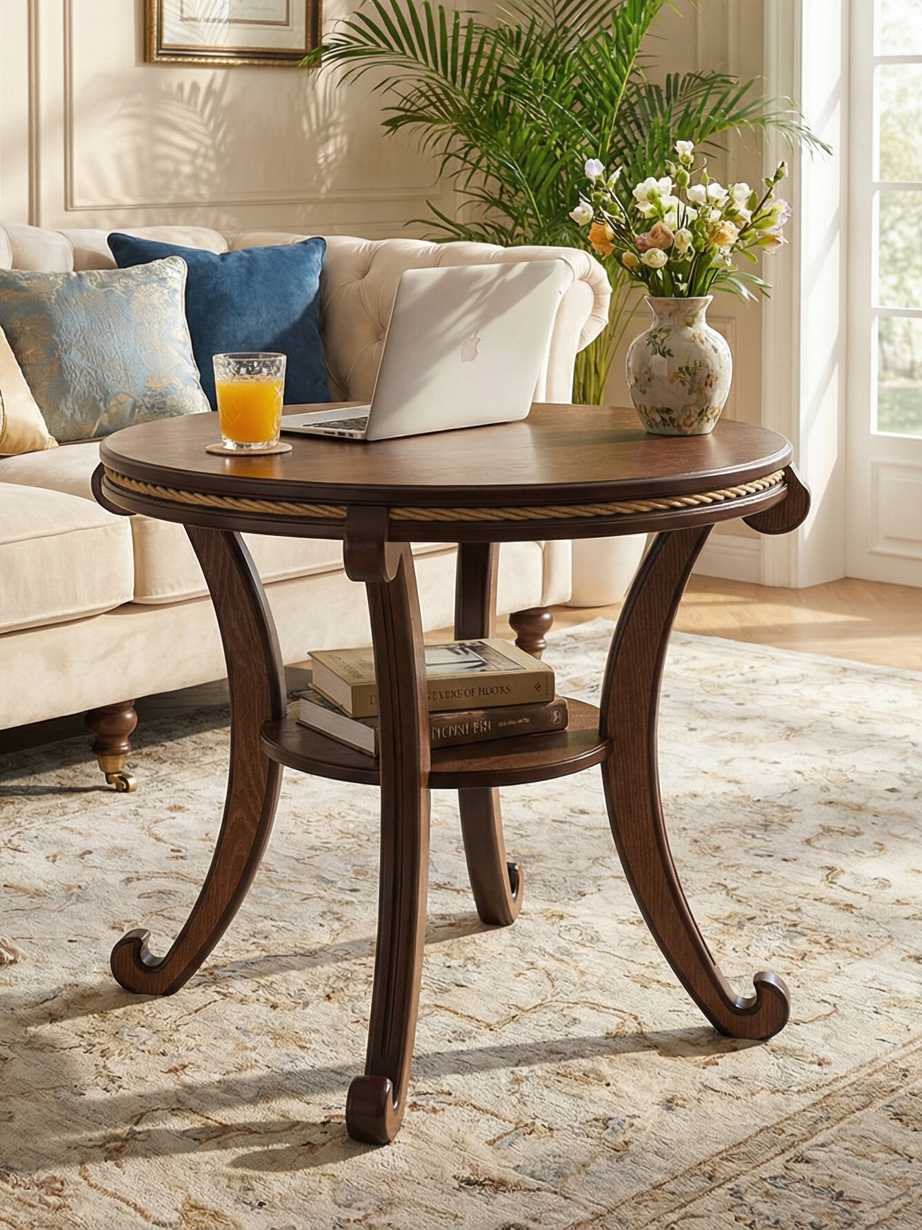 Стол журнальный Мебелик Глория М с полкой, классический стиль, цвет орех Л — фото 1