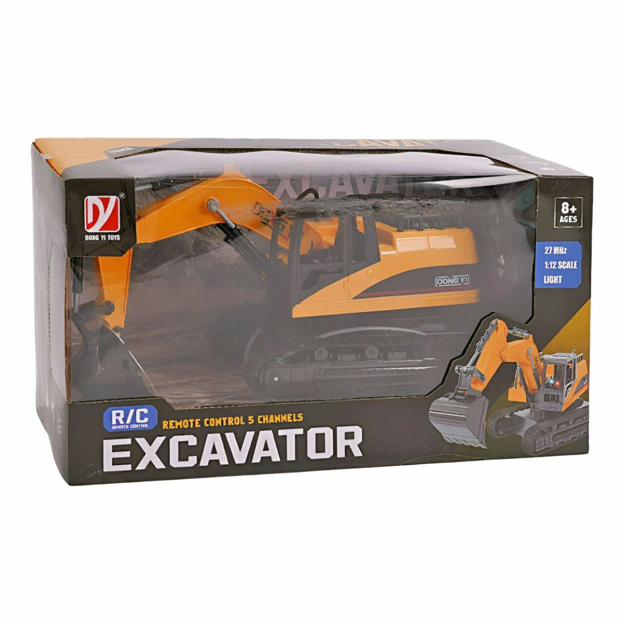 Радиоуправляемый экскаватор, масштаб 1:18, пульт на 5 каналов, свет, звук, для игры в помещении и на улице