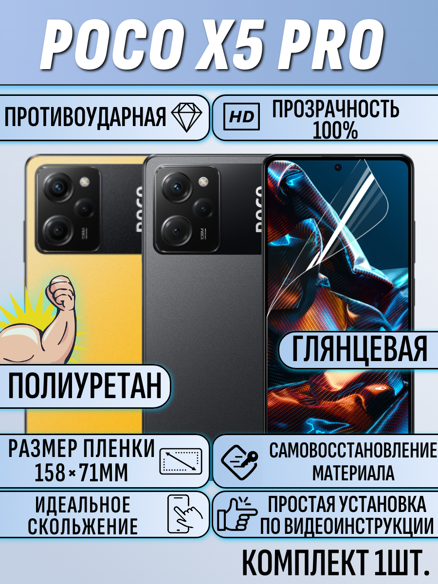 Защитная пленка для POCO X5 Pro гидрогелевая полиуретановое полноэкранное покрытие