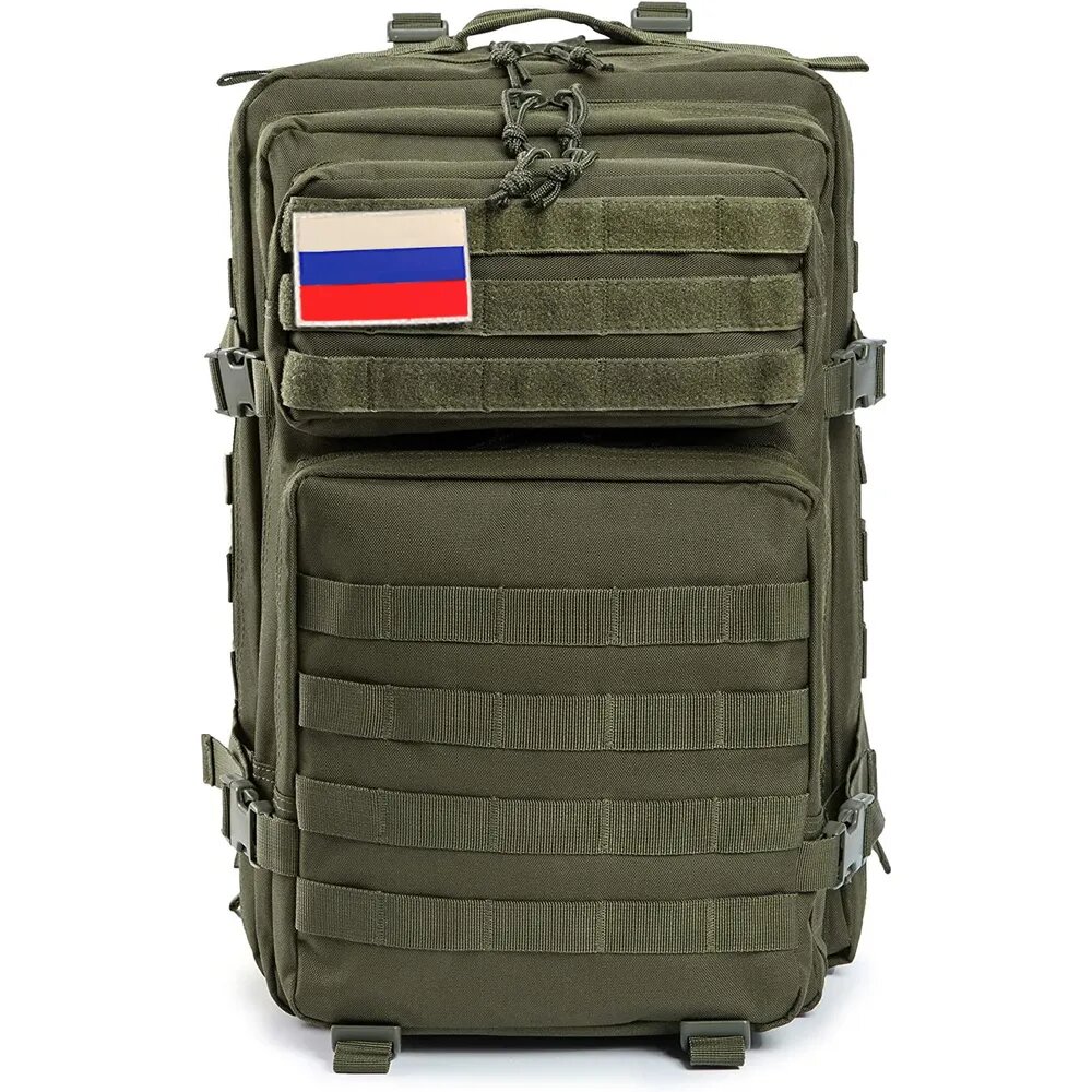 Тактический рюкзак 40–45 л с резиновым российским флагом, 1 шт