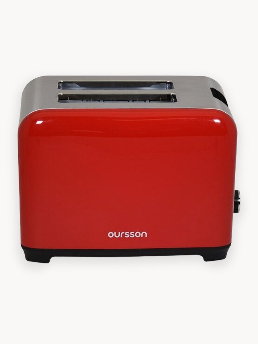 Тостер Oursson TS2120/RD с высокой мощностью 930Вт, 7 степеней поджаривания, функции размораживания и подогрева.