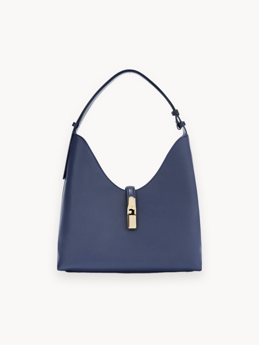 Сумка хобо FURLA FURLA GOCCIA M HOBO, фактура гладкая, синий