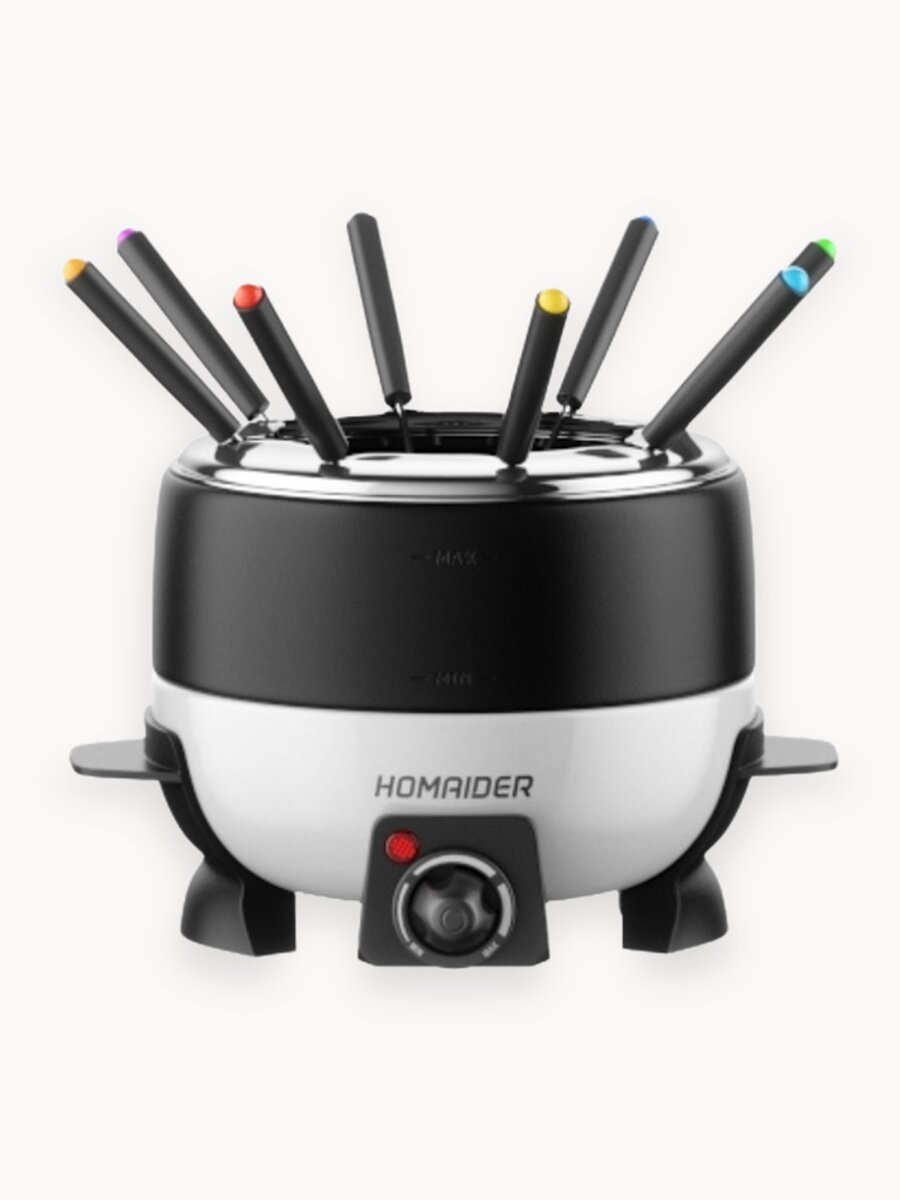 Электрическое фондю HOMAIDER, для сыра и шоколада, 8 персон, антипригарное покрытие, 800 Вт.