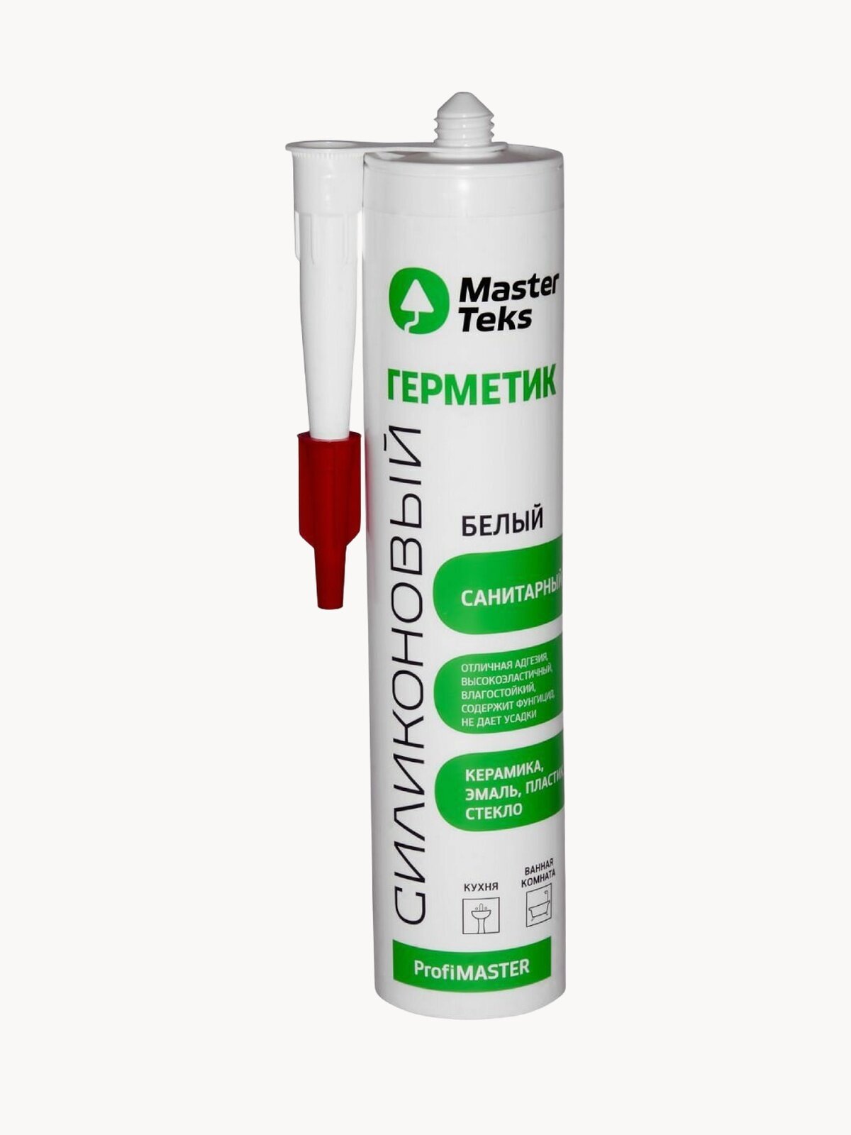 Герметик силиконовый белый санитарный, 290мл MasterTeks PM, Россия