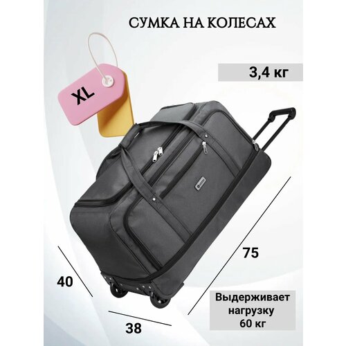 Сумка дорожная POSSESS, 114 л, 38х75х40 см, серый