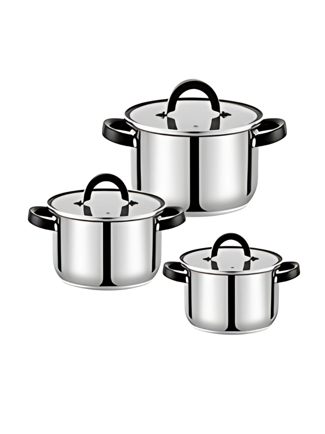 Набор кастрюль Haus Roland из нержавеющей стали, 3/4 предмета, с стеклянными крышками - Серебряный