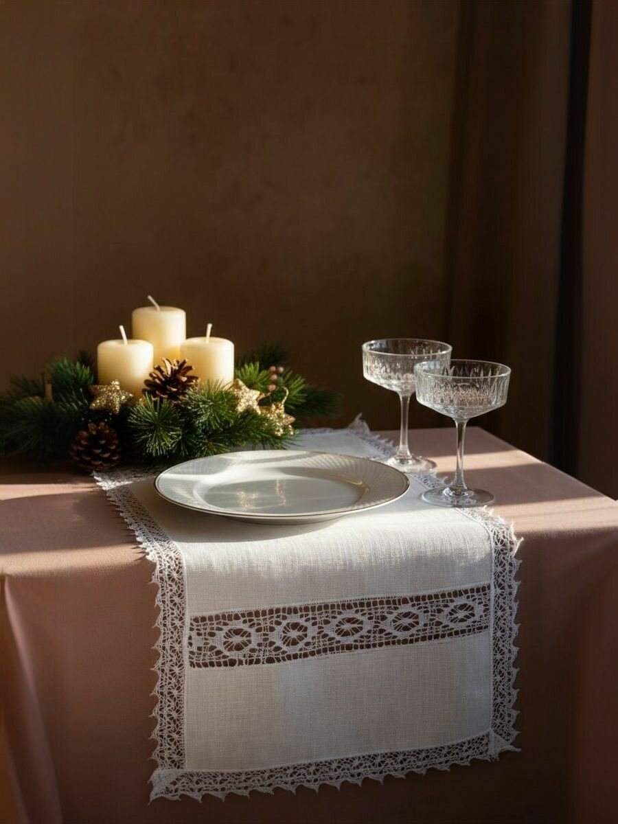 Салфетки на стол сервировочные 30х60 см цвет белый 1шт.