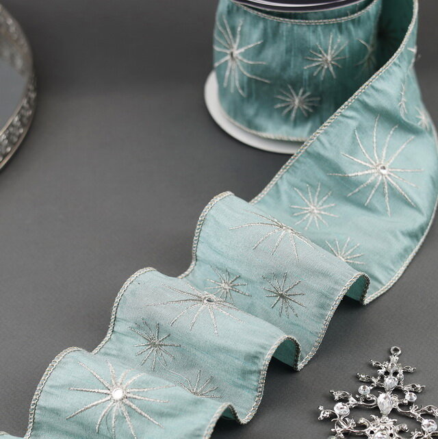 Декоративная лента Monte Bianco  Сияющие звезды 500 10 см  Kaemingk  440037 2