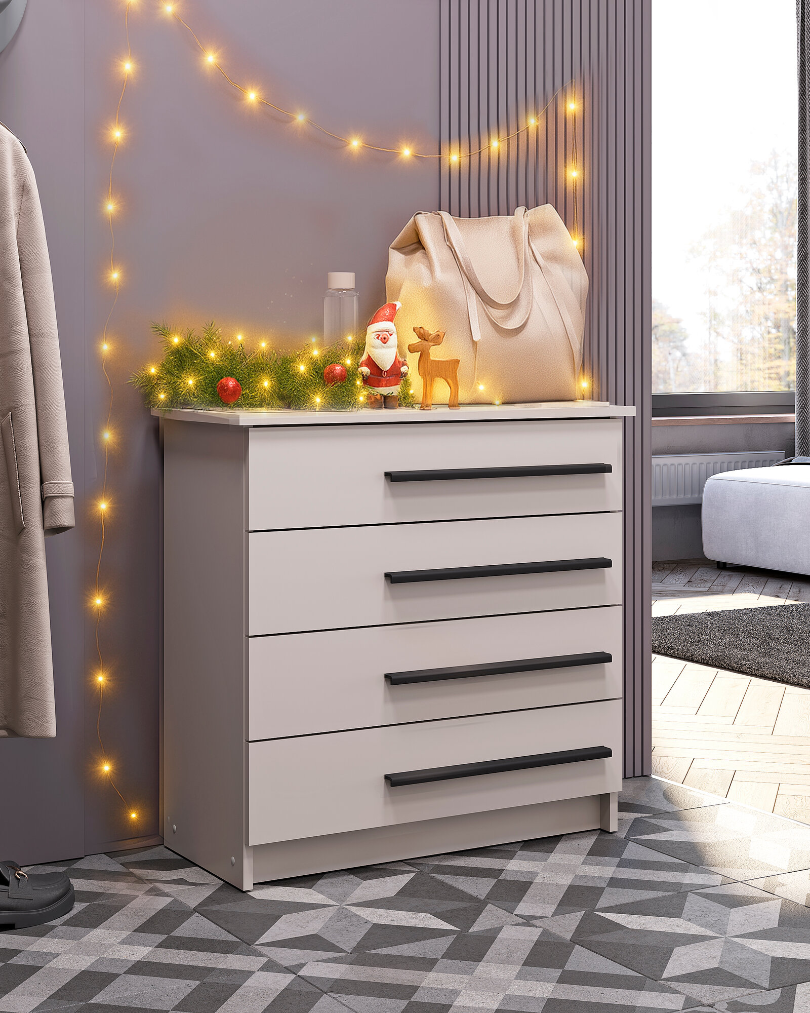 Деревянный комод для одежды с ящиками в спальню и прихожую Тефия