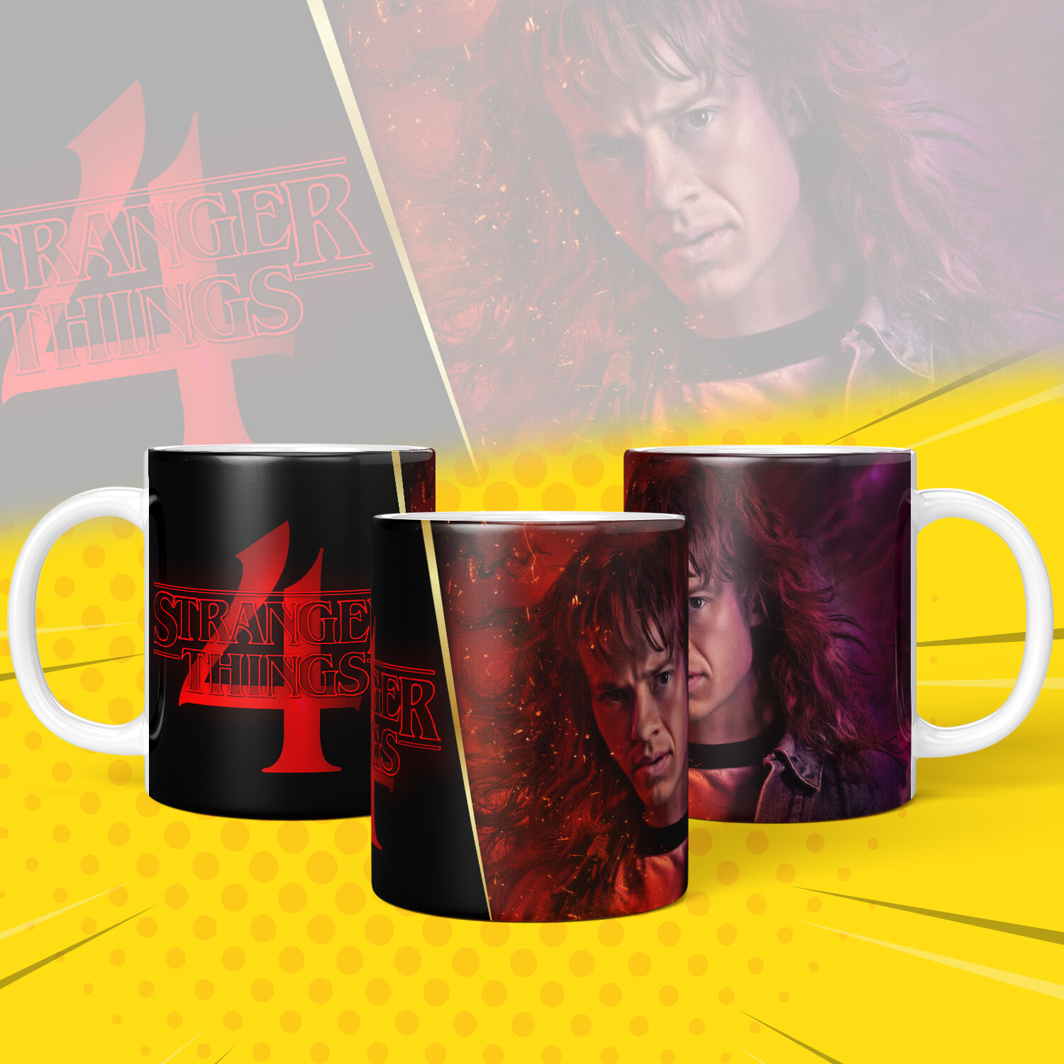 Кружка, "Очень Странные Дела", персонажи сериала "Strenger Things 4" яркий принт 330 мл, 1 шт