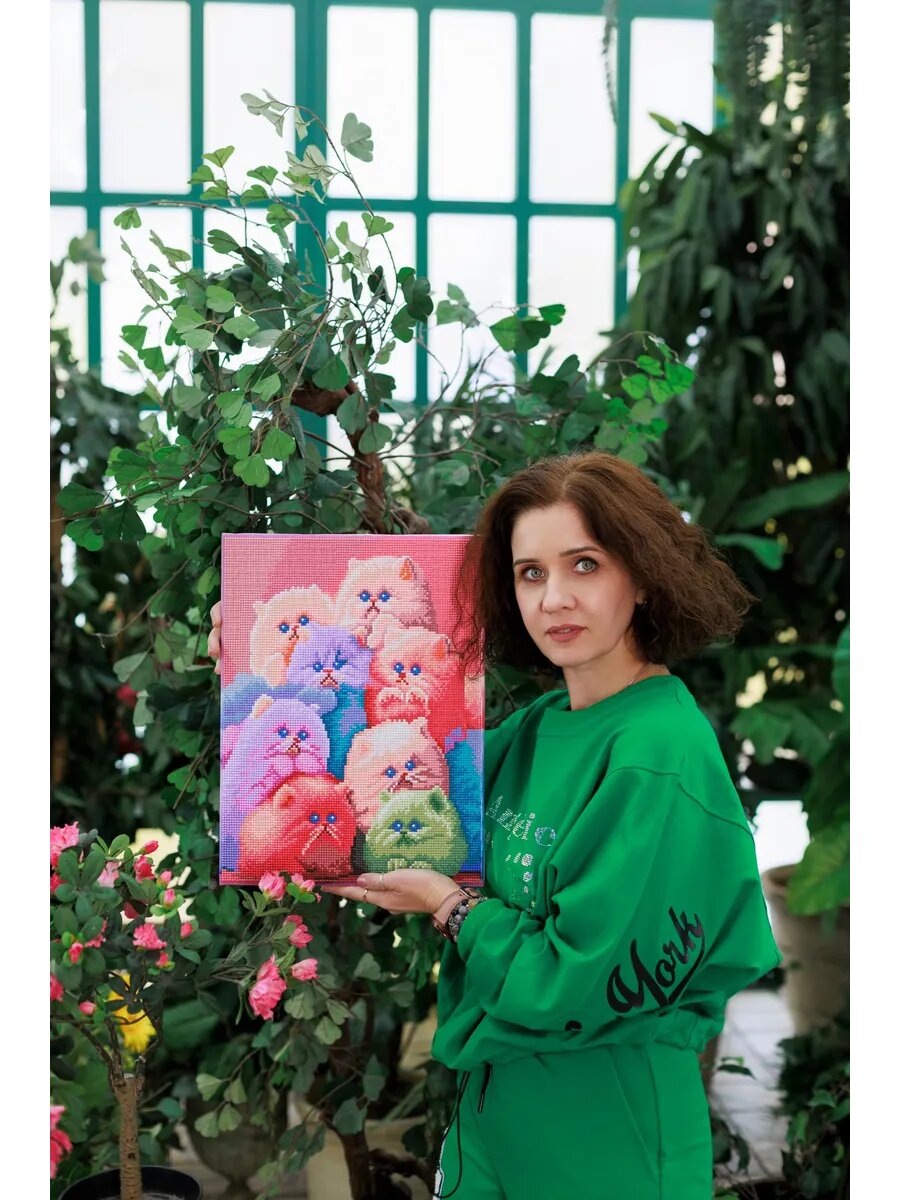 Алмазная мозаика на подрамнике 30x40 "Пушистые котята" — фото 1