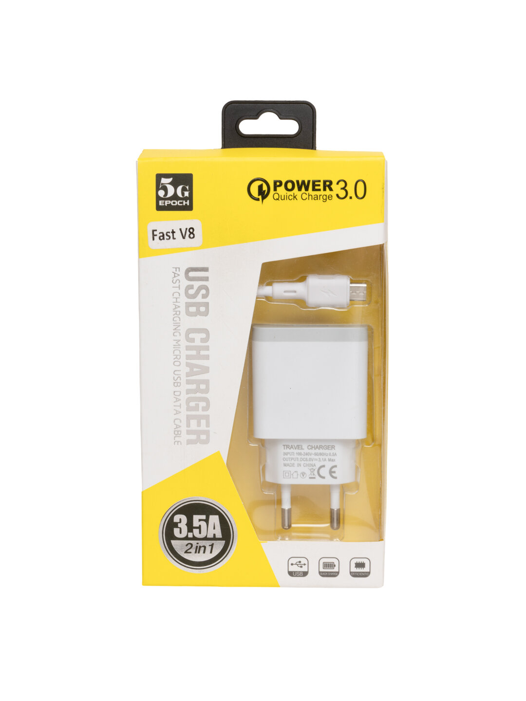 Зарядное устройство, кабель Type-C, с быстрой зарядкой power quick charge 3.0 (V8)