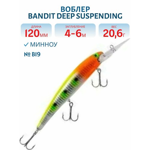 Воблер BANDIT DEEP SUSPENDING MINNOW, 120 мм, 20,6 гр, цвет B19