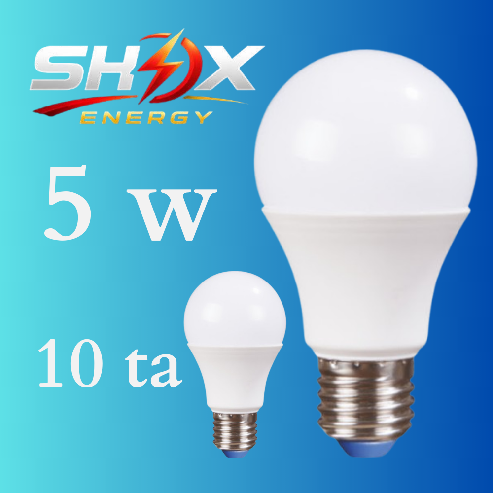 Светодиодная лампа 5W, E27, 6500K, 10 шт, 2 года гарантии, экономия энергии,