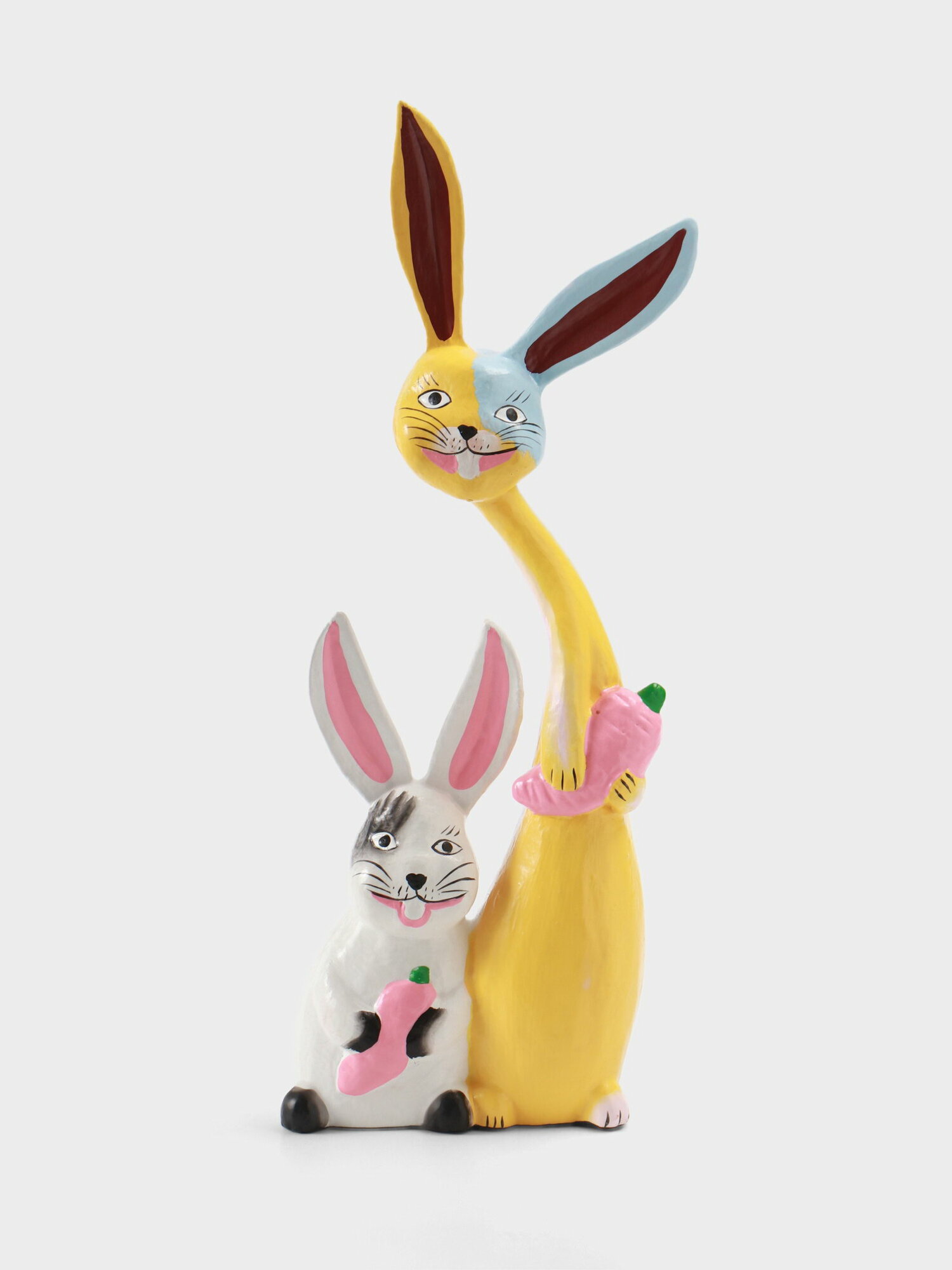 Сувенир "Зайчики с морковкой", 13x5x30 см, дерево, цвет: разноцветный