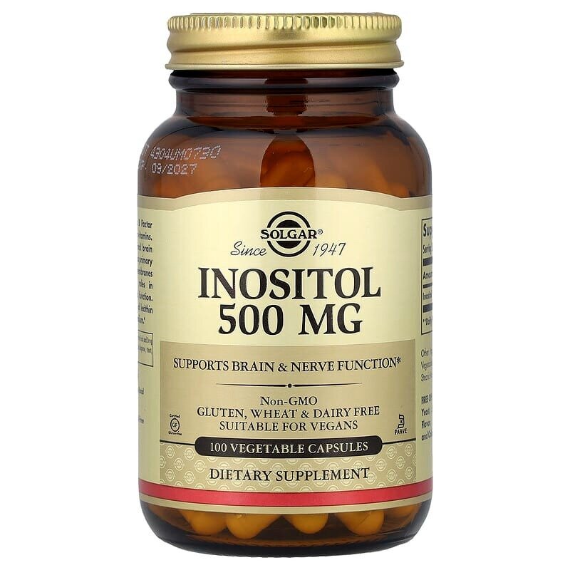 Inositol 500 Solgar N100 — поддержка метаболизма, нервной системы и клеточных функций