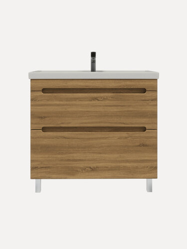 Изображение товара Тумба напольная Vannika Canto 100 с раковиной Фостер 100 (комплект) для ванной комнаты, Gold Craft