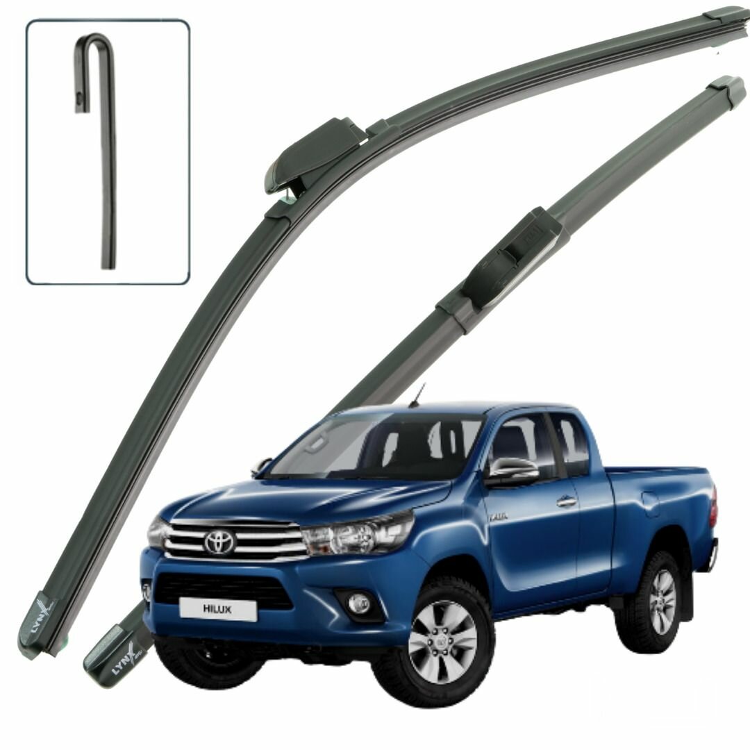 Дворники Toyota Hilux (8) AN120 / Тойота Хайлюкс 120 2015 - 2020 Щетки стеклоочистителя бескаркасные автомобильные LYNXauto к-т 2 шт, 550мм-400мм