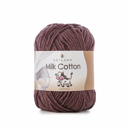 фото Пряжа для вязания artland milk cotton 3 мотка (100 м, 50 гр), цвет 58 шоколад