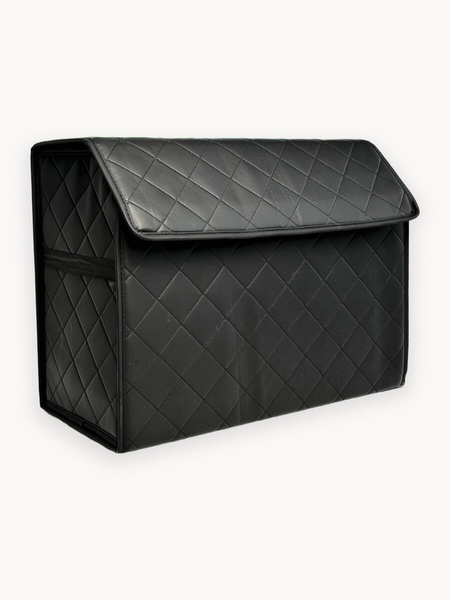 Органайзер автомобильный, для багажника, складной, эко-кожа, черный, матовый