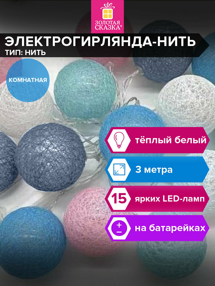 Гирлянда светодиодная нить комнатная 