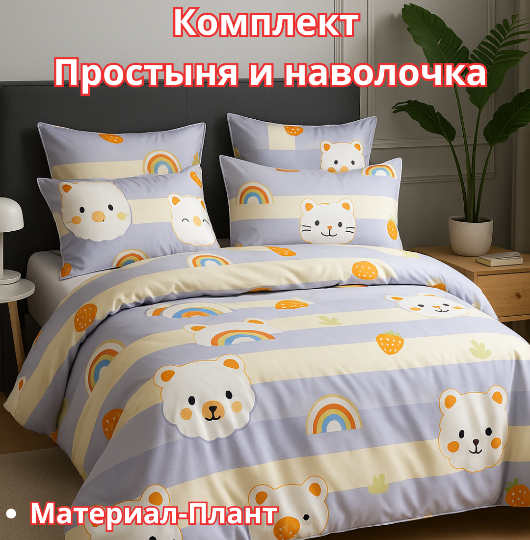 Постельное белья "Простыня и наволочка" размер евро стандарт