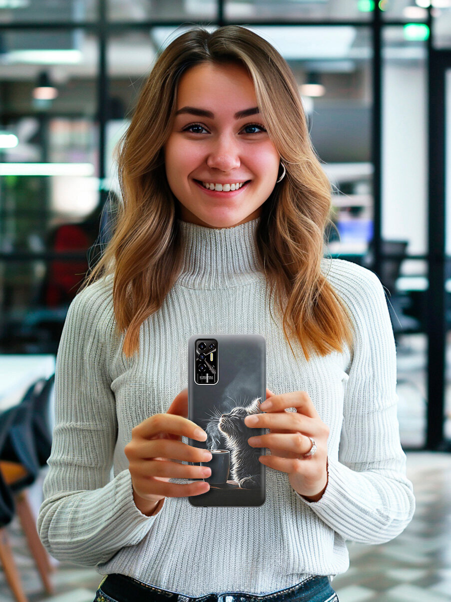 Силиконовый чехол на Tecno Pova 2 с принтом "Запах кофе" — фото 1