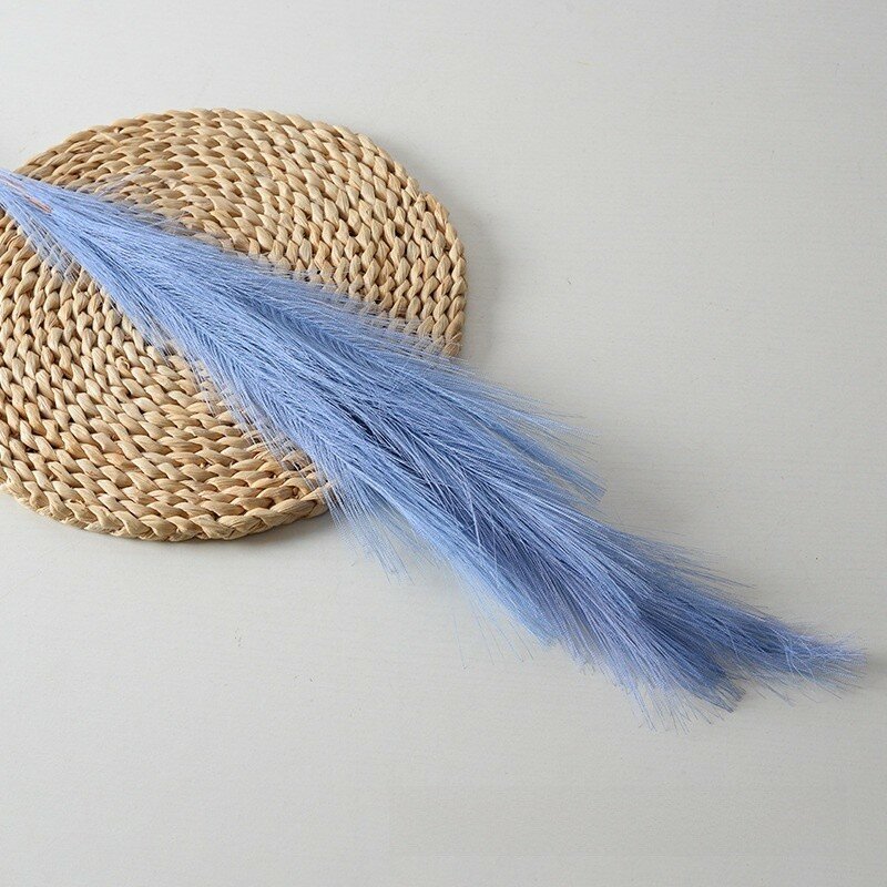 Decorative phragmites australis with multicolor feathers for wall art and festive arrangements mist blue