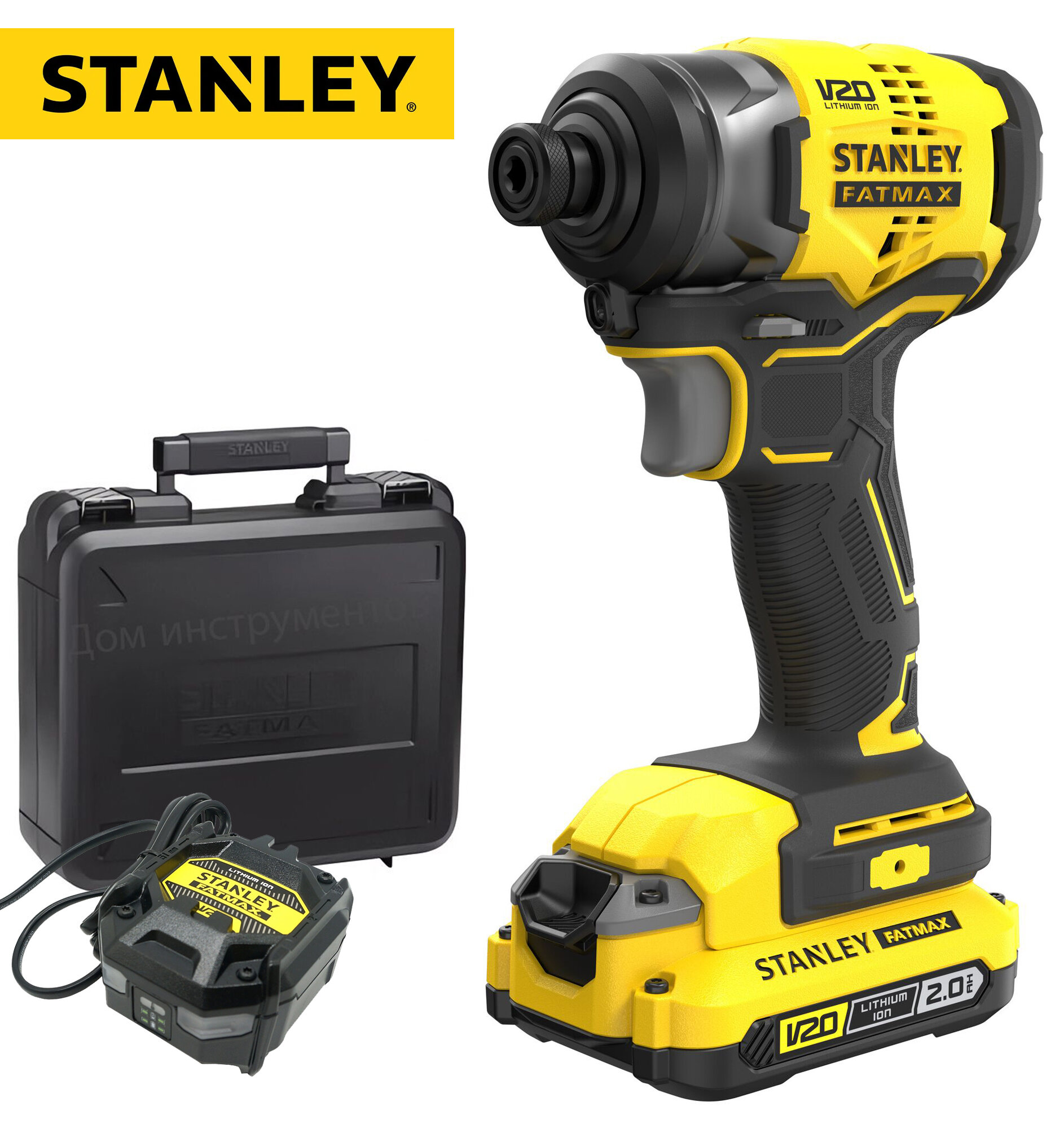 Винтоверт ударный аккумуляторный STANLEY FATMAX шуруповерт бесщеточный 20 B 170 Нм 0-2800 об/мин 0-3500 раз/мин 1 АКБ 2.0 Ач