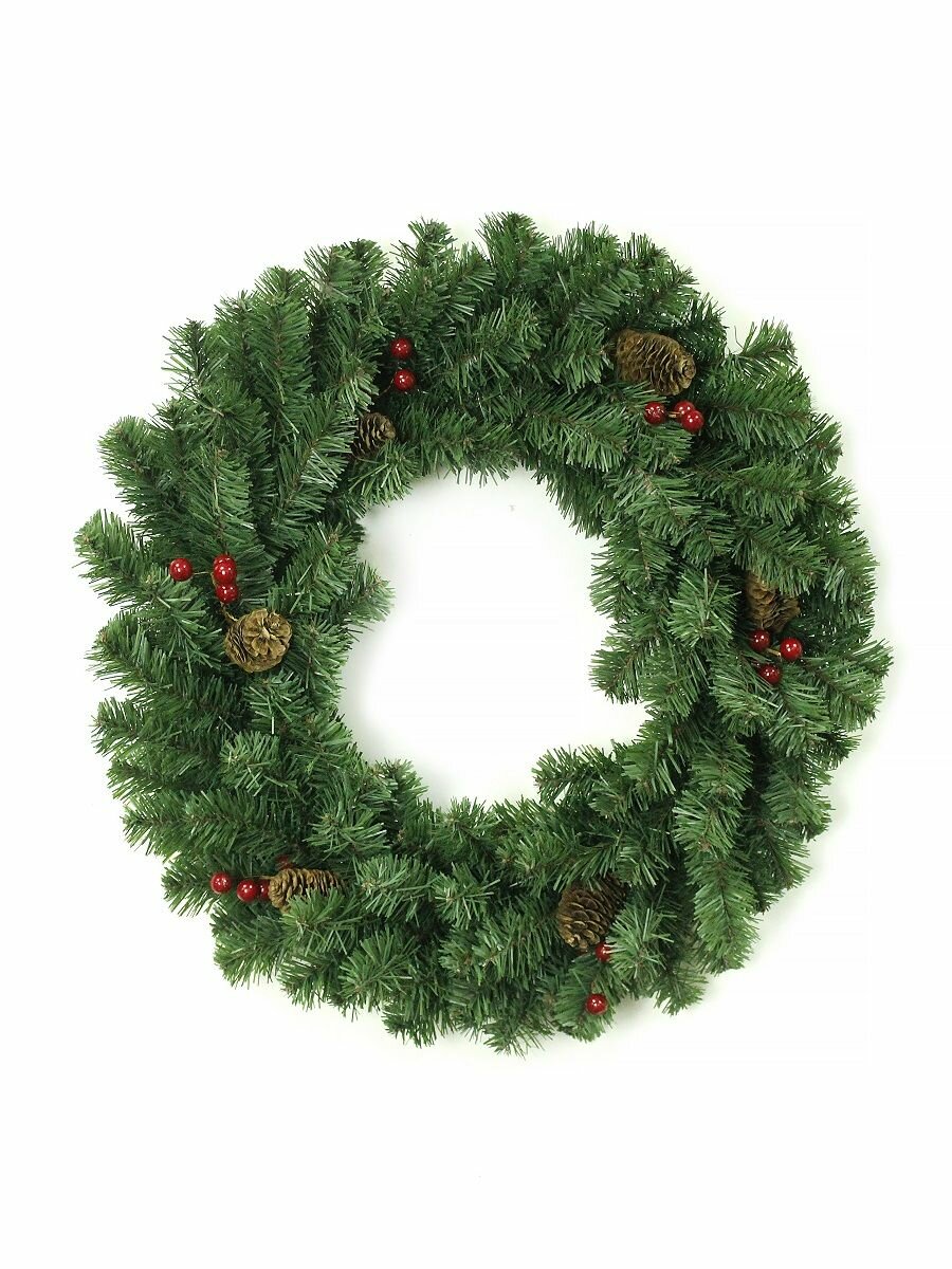 Венок новогодний MOROZCO-16 с шишками и ягодами 60 см