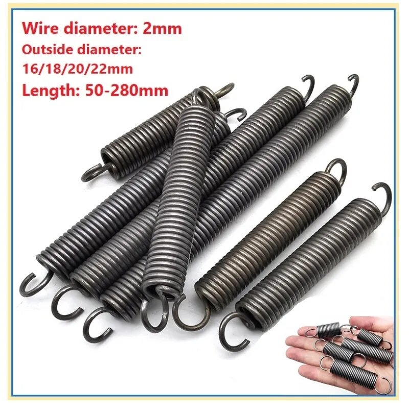 Пружины из стали для инструмента «сделай сам» диаметр проволоки 2 мм внешний диаметр 16/18/20/22 мм длина 50–280 мм удлинитель натяжная крючковая пружина 75mm 2mm-(1Pcs) 20mm