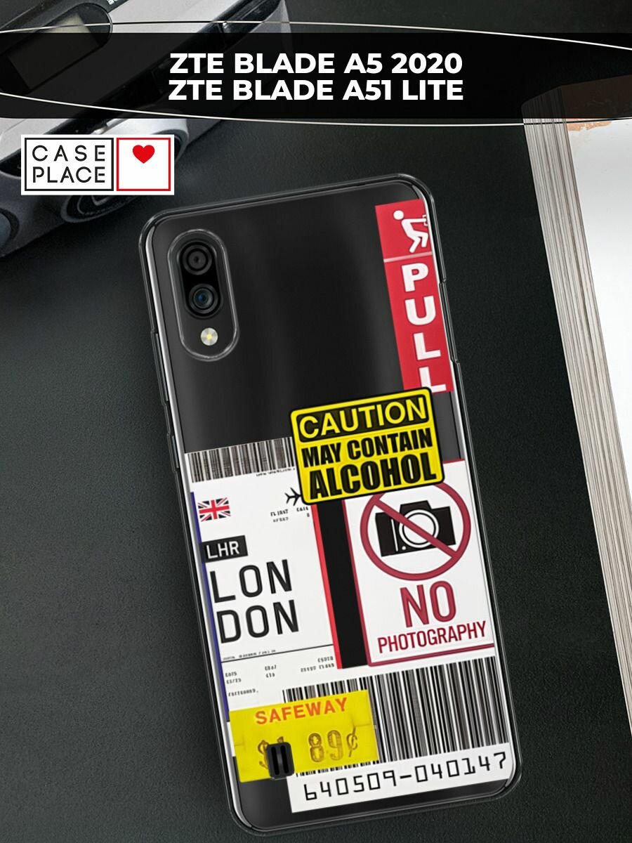 Чехол на ZTE Blade A51 lite/A5 (2020) / ЗТЕ Блэйд А51 Лайт/А5 2020 с принтом "Подборка знаки", прозрачный